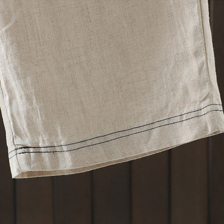 Buddha Stones Lässige Damenhose aus Baumwolle mit geradem Bein und Taschen - image 9