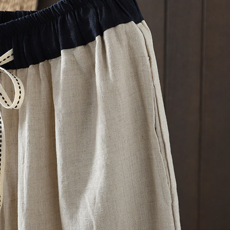 Buddha Stones Lässige Damenhose aus Baumwolle mit geradem Bein und Taschen - image 4