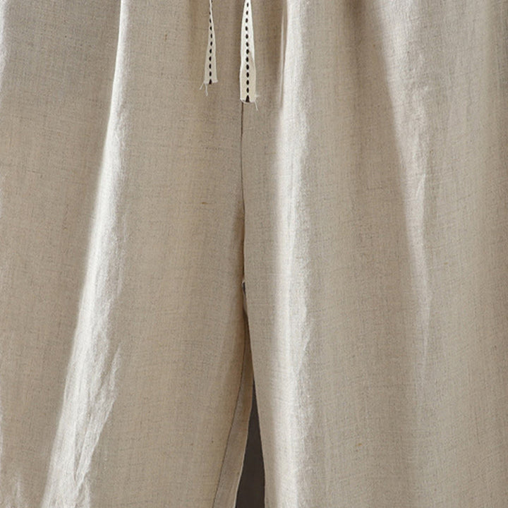 Buddha Stones Lässige Damenhose aus Baumwolle mit geradem Bein und Taschen - image 8