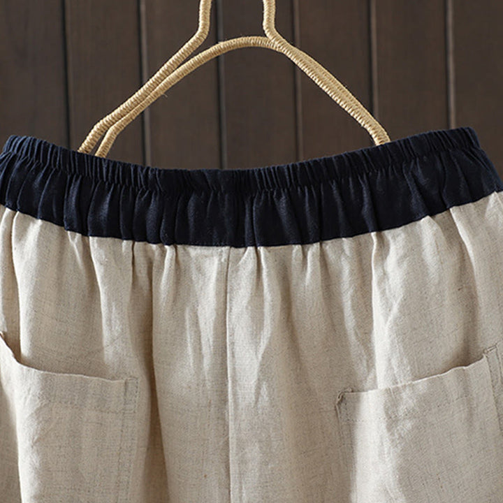 Buddha Stones Lässige Damenhose aus Baumwolle mit geradem Bein und Taschen - image 5