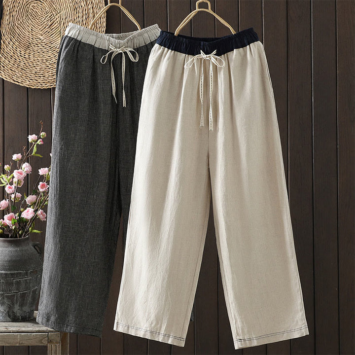 Buddha Stones Lässige Damenhose aus Baumwolle mit geradem Bein und Taschen - image 17