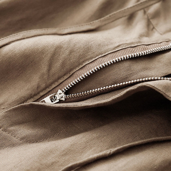 Buddha Stones Lässige, einfarbige Baumwollhose für Damen mit Taschen - image 5