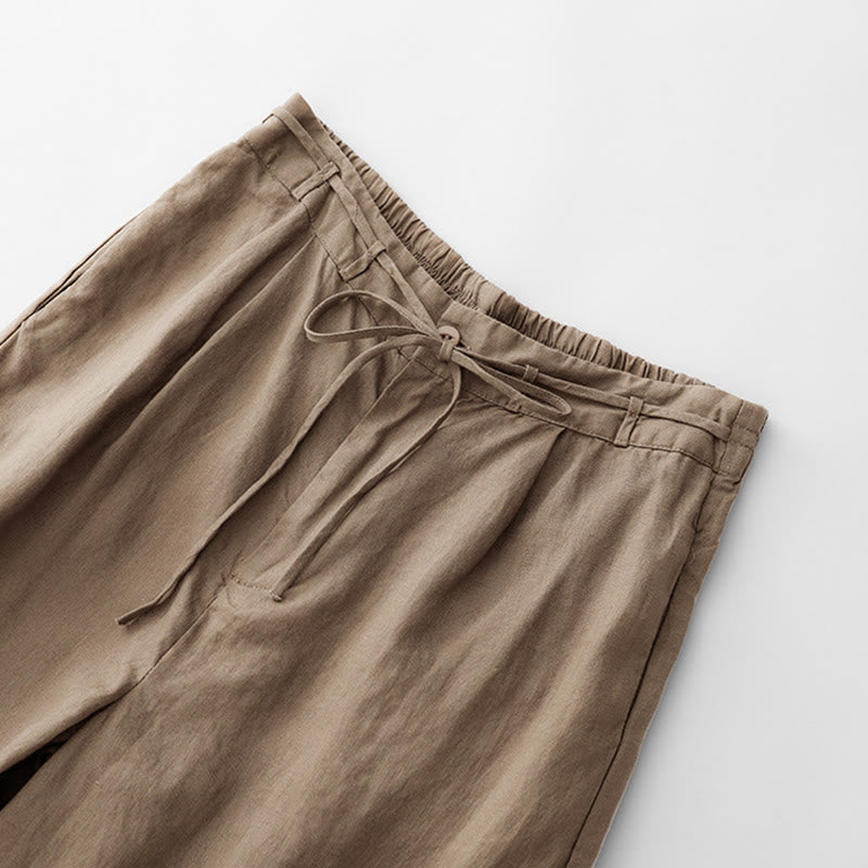 Buddha Stones Lässige, einfarbige Baumwollhose für Damen mit Taschen - image 1