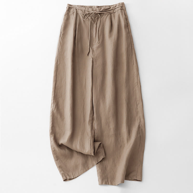 Buddha Stones Lässige, einfarbige Baumwollhose für Damen mit Taschen - BurlyWood - US8-10， UK/AU12-14，EU40-42 (2XL) - image 0