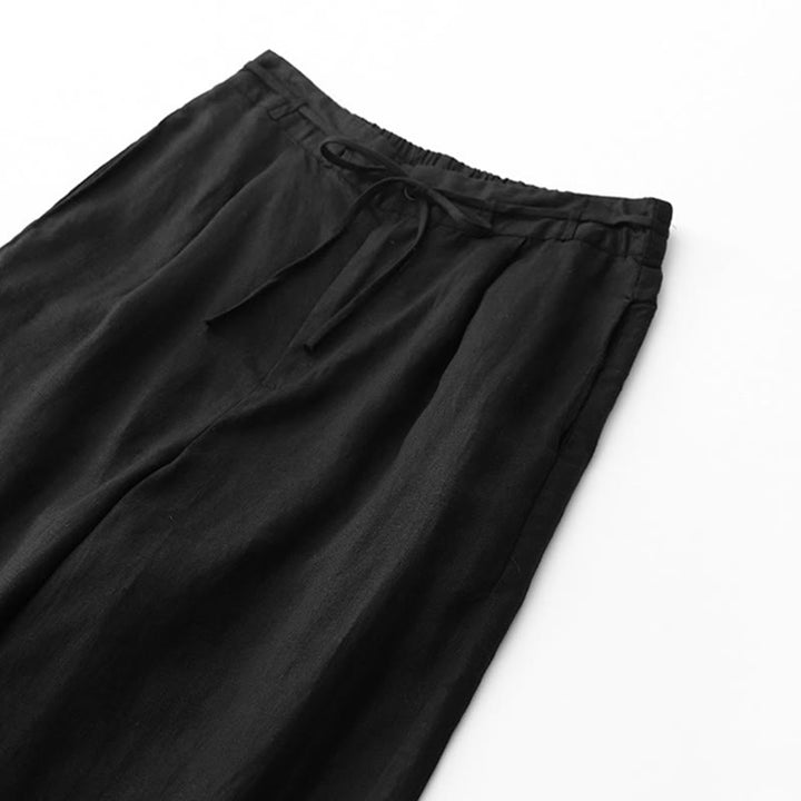 Buddha Stones Lässige, einfarbige Baumwollhose für Damen mit Taschen - image 9