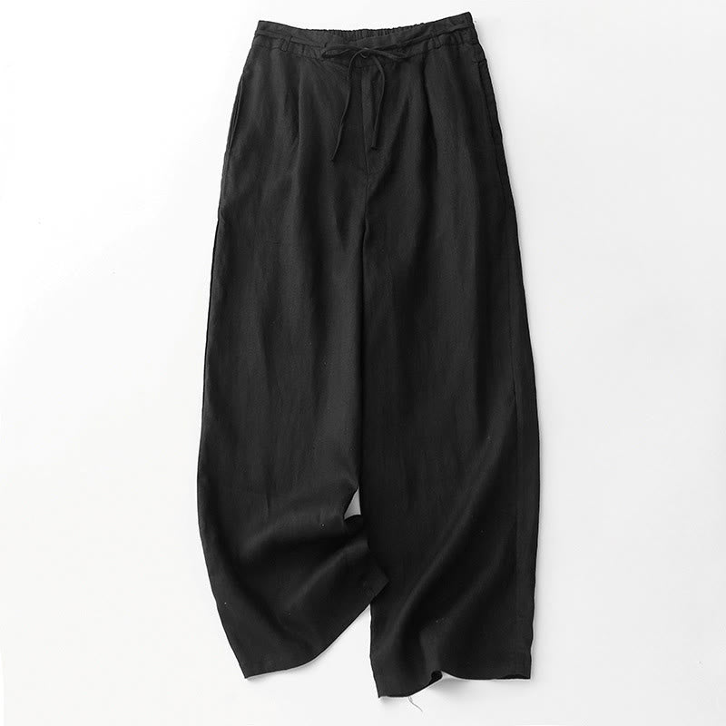 Buddha Stones Lässige, einfarbige Baumwollhose für Damen mit Taschen - Schwarz - US8-10， UK/AU12-14，EU40-42 (2XL) - image 8