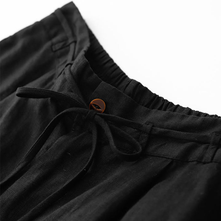 Buddha Stones Lässige, einfarbige Baumwollhose für Damen mit Taschen - image 10