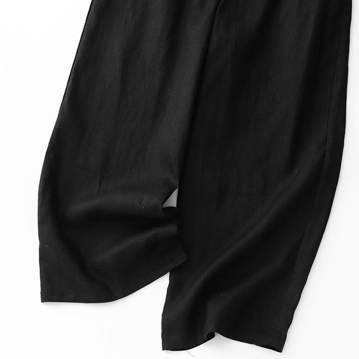 Buddha Stones Lässige, einfarbige Baumwollhose für Damen mit Taschen - image 12