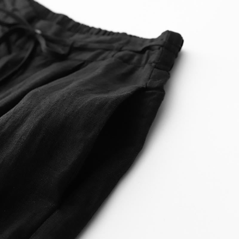 Buddha Stones Lässige, einfarbige Baumwollhose für Damen mit Taschen - image 11