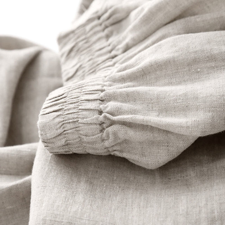 Buddha Stones Lässige, einfarbige Baumwollhose für Damen mit Taschen - image 23