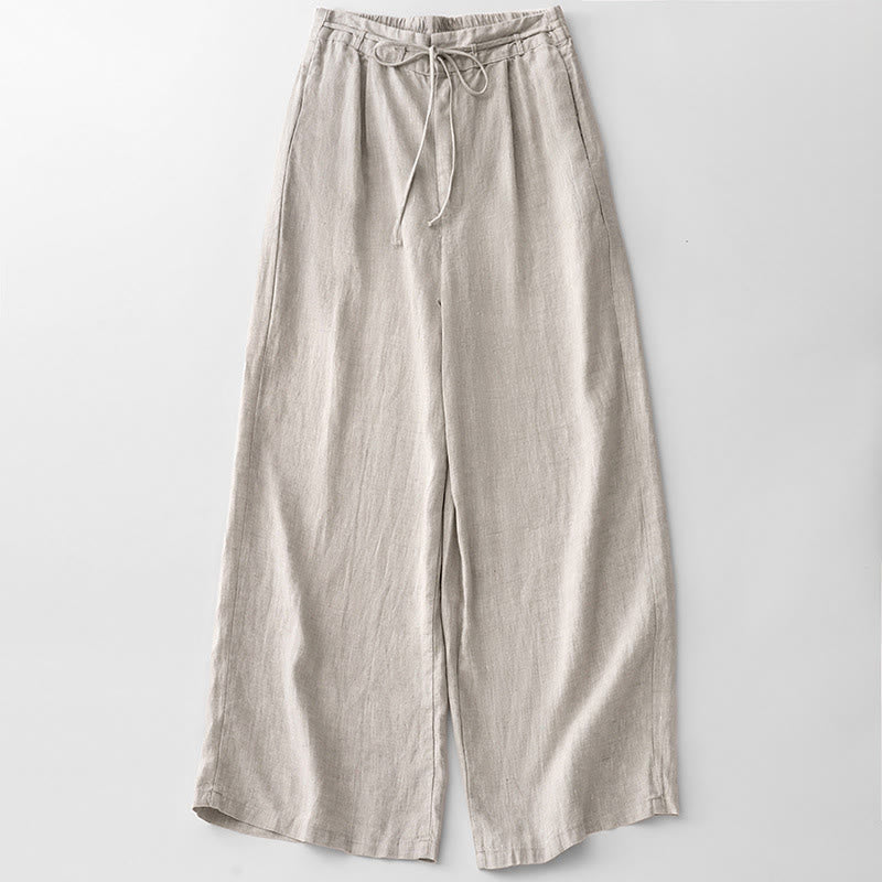 Buddha Stones Lässige, einfarbige Baumwollhose für Damen mit Taschen - Weißer Rauch - US8-10， UK/AU12-14，EU40-42 (2XL) - image 14