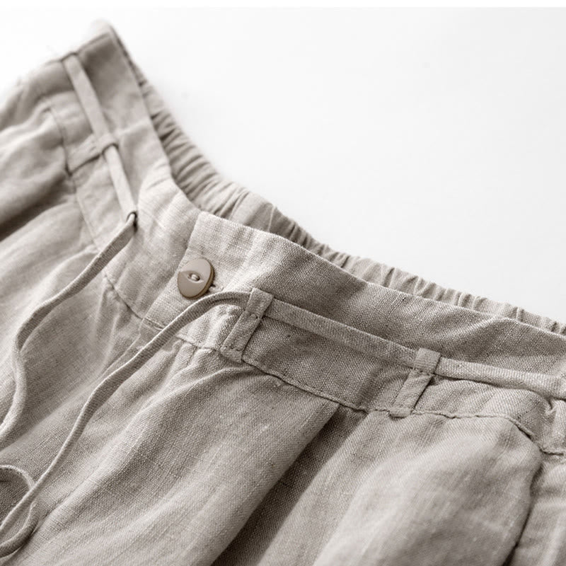 Buddha Stones Lässige, einfarbige Baumwollhose für Damen mit Taschen - image 19