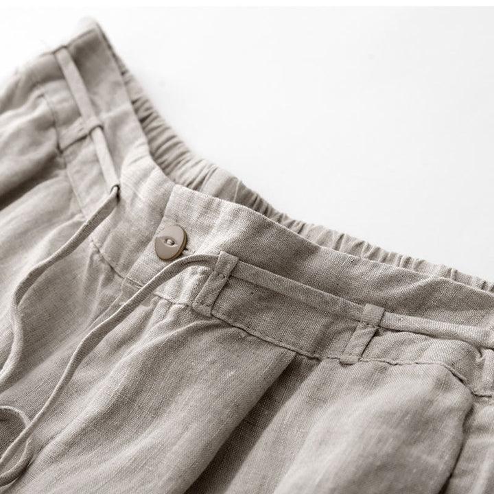 Buddha Stones Lässige, einfarbige Baumwollhose für Damen mit Taschen - image 19