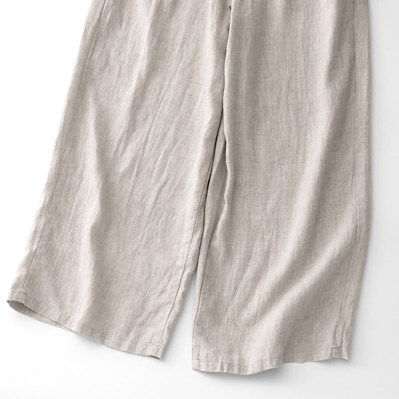Buddha Stones Lässige, einfarbige Baumwollhose für Damen mit Taschen - image 22