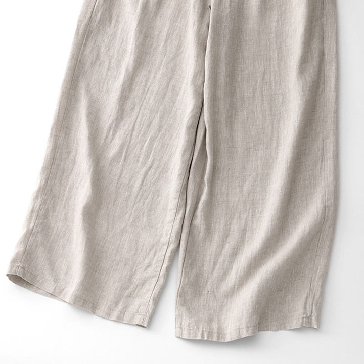 Buddha Stones Lässige, einfarbige Baumwollhose für Damen mit Taschen - image 22