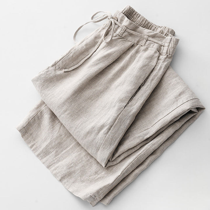 Buddha Stones Lässige, einfarbige Baumwollhose für Damen mit Taschen - image 16