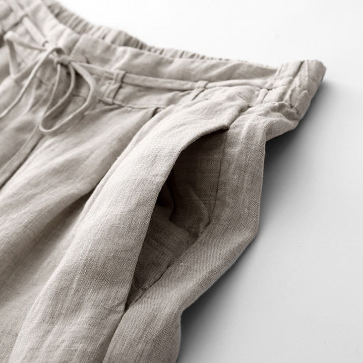 Buddha Stones Lässige, einfarbige Baumwollhose für Damen mit Taschen - image 18