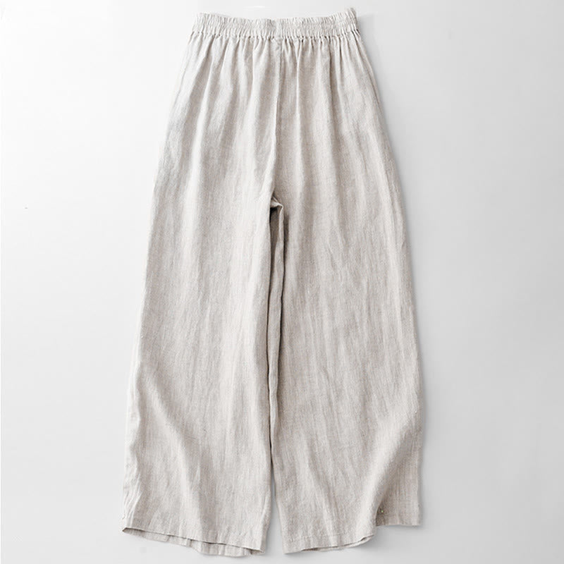 Buddha Stones Lässige, einfarbige Baumwollhose für Damen mit Taschen - image 15