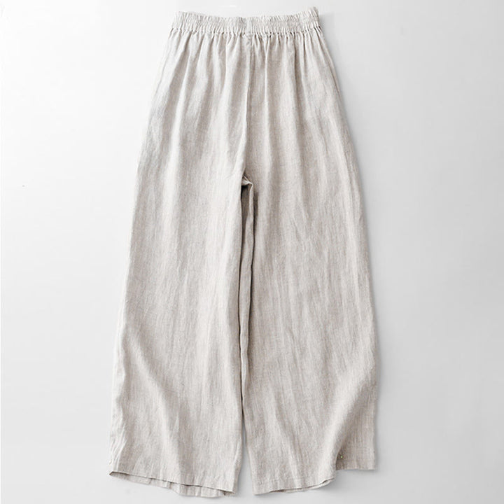 Buddha Stones Lässige, einfarbige Baumwollhose für Damen mit Taschen - image 15