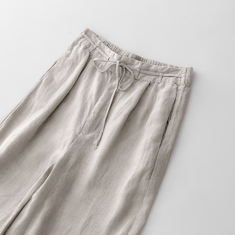 Buddha Stones Lässige, einfarbige Baumwollhose für Damen mit Taschen - image 17