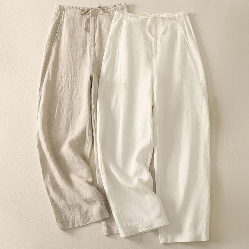 Buddha Stones Lässige, schlichte Damen-Baumwollhose mit Taschen - image 13