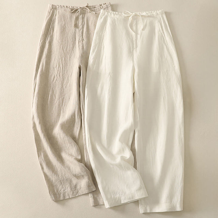 Buddha Stones Lässige, schlichte Damen-Baumwollhose mit Taschen - image 13