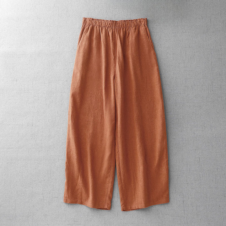 Buddha Stones Lässige, schlichte Damenhose aus Baumwolle in der Länge 7–8 mit Taschen - Koralle - US8-10， UK/AU12-14，EU40-42 (2XL) - image 9