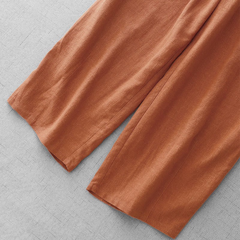 Buddha Stones Lässige, schlichte Damenhose aus Baumwolle in der Länge 7–8 mit Taschen - image 15