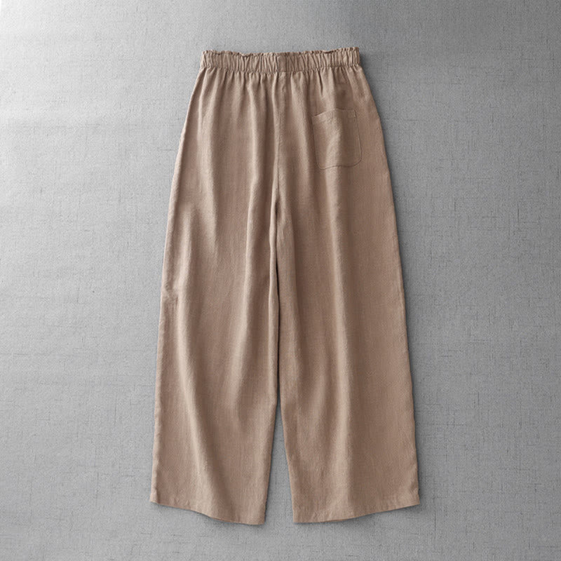 Buddha Stones Lässige, schlichte Damenhose aus Baumwolle in der Länge 7–8 mit Taschen - image 17