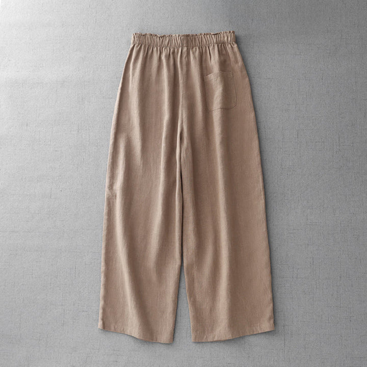 Buddha Stones Lässige, schlichte Damenhose aus Baumwolle in der Länge 7–8 mit Taschen - image 17