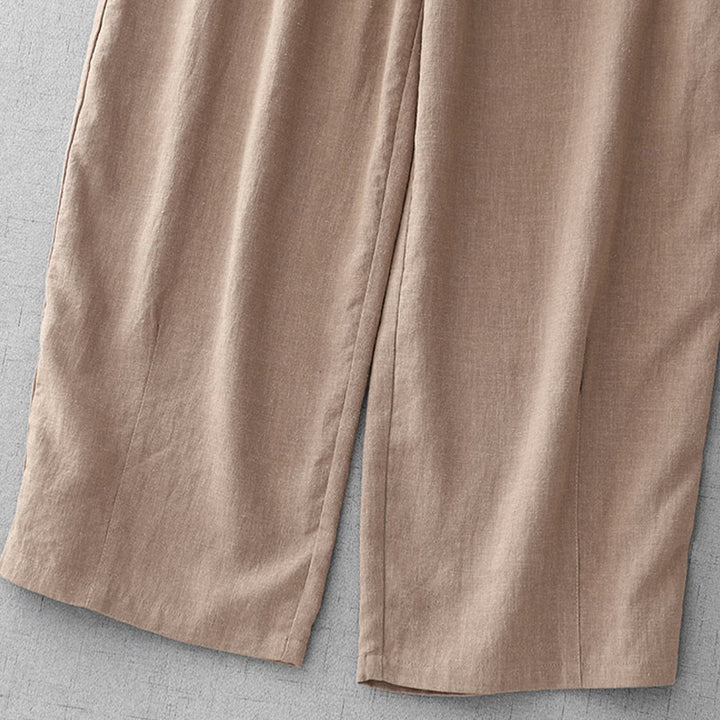Buddha Stones Lässige, schlichte Damenhose aus Baumwolle in der Länge 7–8 mit Taschen - image 23