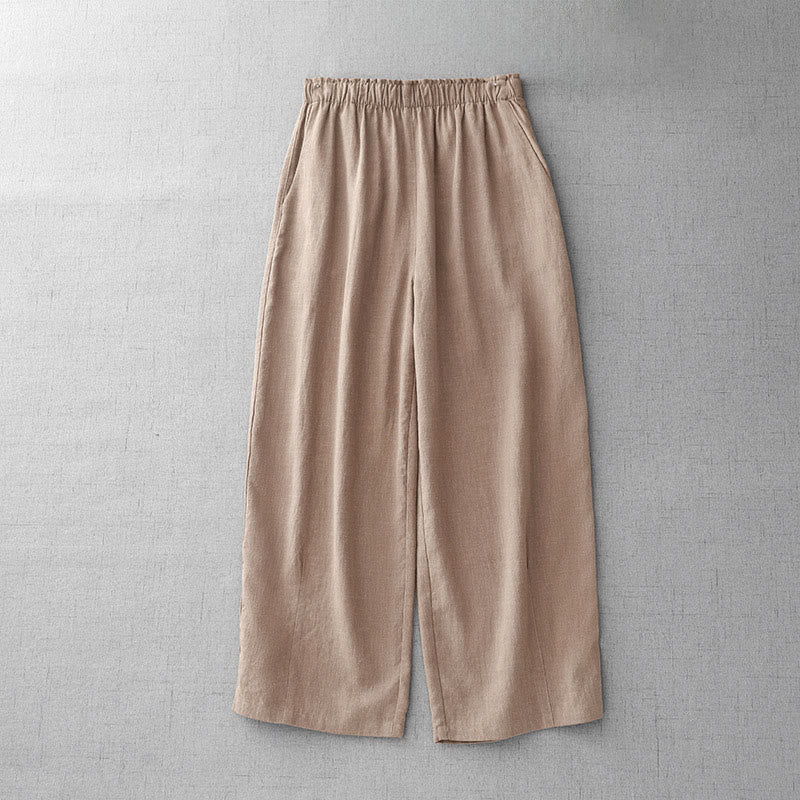 Buddha Stones Lässige, schlichte Damenhose aus Baumwolle in der Länge 7–8 mit Taschen - Pfirsichpuff - US8-10， UK/AU12-14，EU40-42 (2XL) - image 16