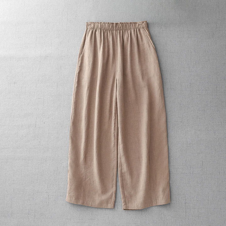 Buddha Stones Lässige, schlichte Damenhose aus Baumwolle in der Länge 7–8 mit Taschen - Pfirsichpuff - US8-10， UK/AU12-14，EU40-42 (2XL) - image 16
