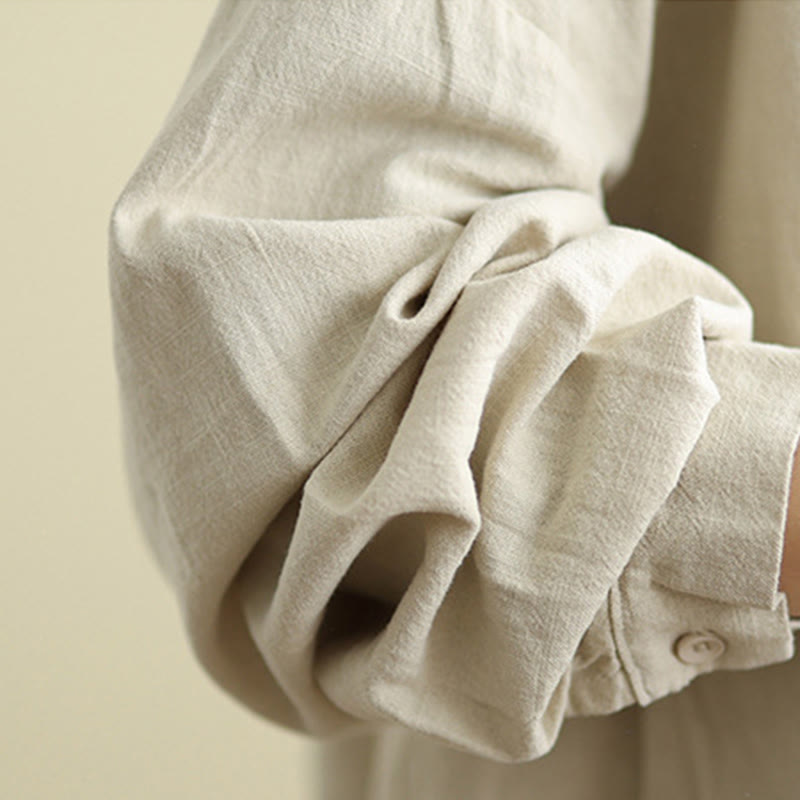 Buddha Stones Damen-Baumwolljacke mit langen Ärmeln und Rundhalsausschnitt und Taschen - image 9