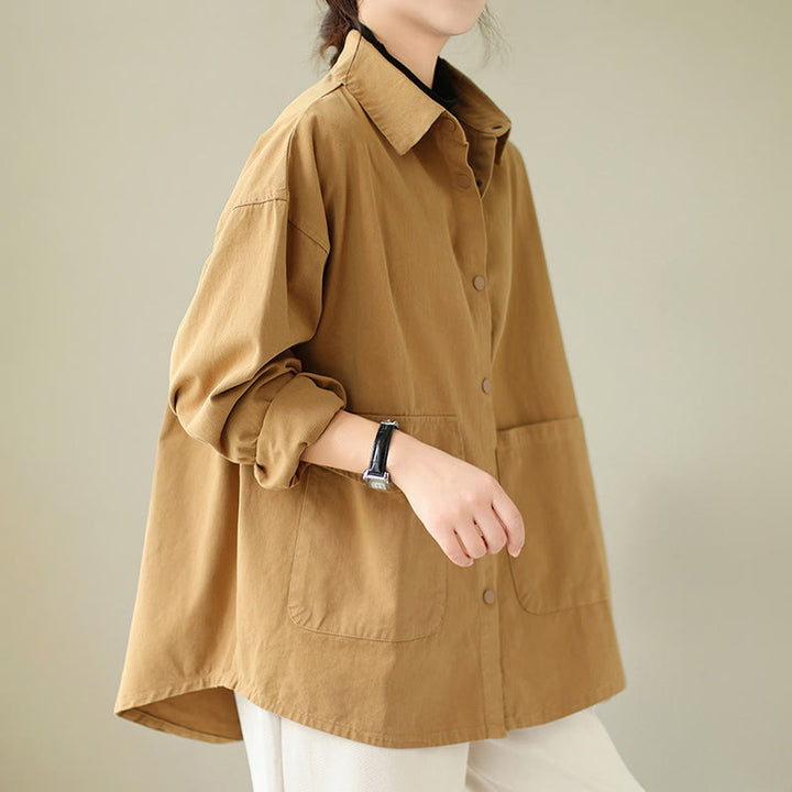 Buddha Stones Damen-Baumwolljacke mit langen Ärmeln und Knöpfen und Taschen - image 8