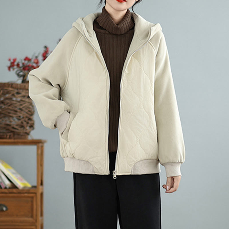 Buddha Stones Damen-Baumwolljacke mit langen Ärmeln, dicker, warmer Kapuze und Taschen - image 2