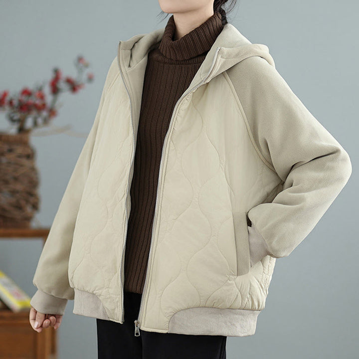 Buddha Stones Damen-Baumwolljacke mit langen Ärmeln, dicker, warmer Kapuze und Taschen - image 3