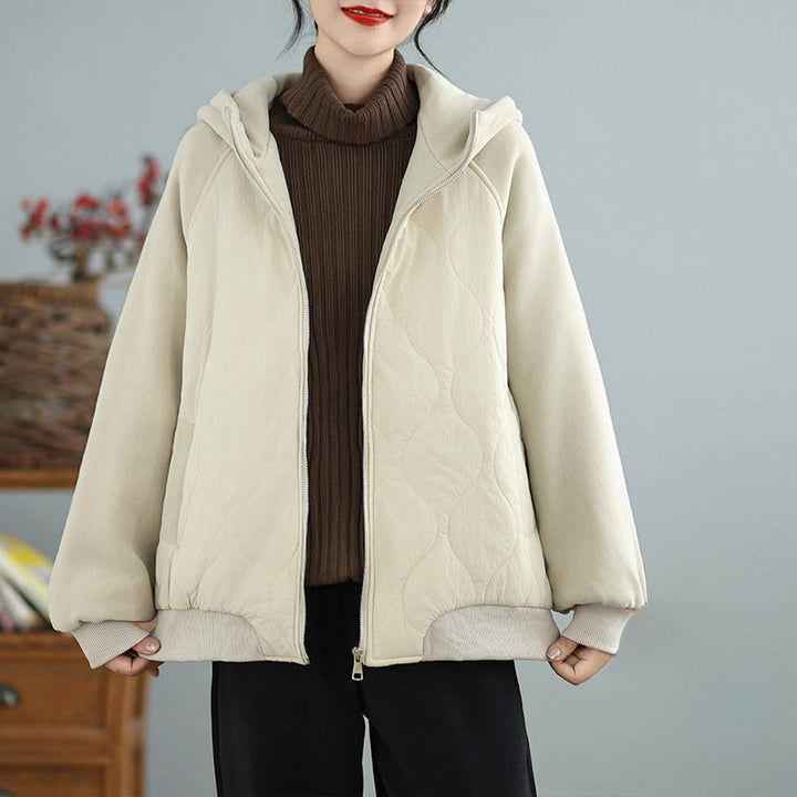 Buddha Stones Damen-Baumwolljacke mit langen Ärmeln, dicker, warmer Kapuze und Taschen - Alte Spitze - US14， UK/AU18，EU46 (2XL) - image 0