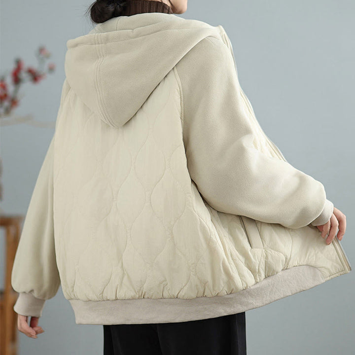 Buddha Stones Damen-Baumwolljacke mit langen Ärmeln, dicker, warmer Kapuze und Taschen - image 7