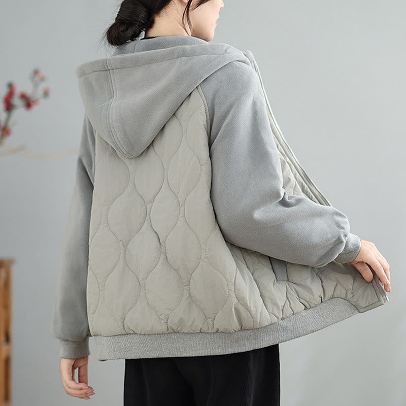 Buddha Stones Damen-Baumwolljacke mit langen Ärmeln, dicker, warmer Kapuze und Taschen - image 12