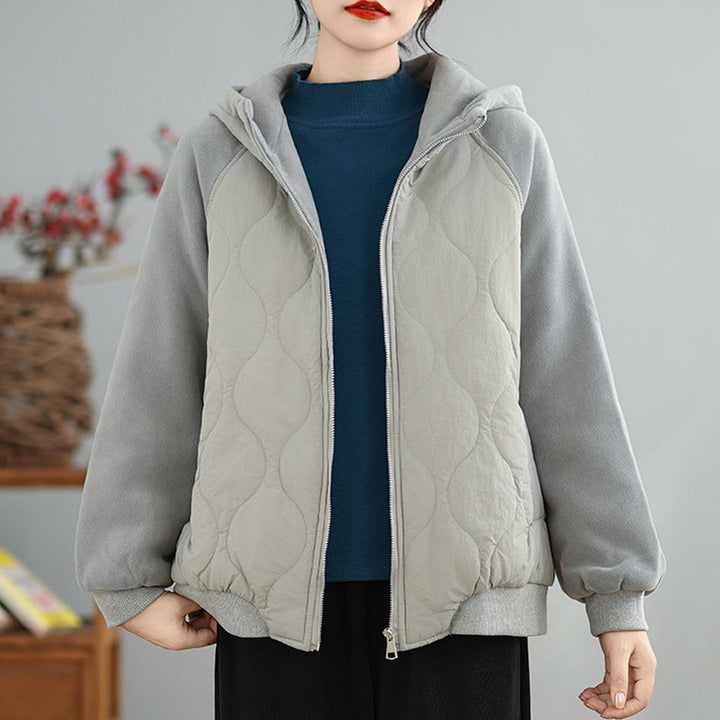 Buddha Stones Damen-Baumwolljacke mit langen Ärmeln, dicker, warmer Kapuze und Taschen - Dunkelgrau - US14， UK/AU18，EU46 (2XL) - image 9