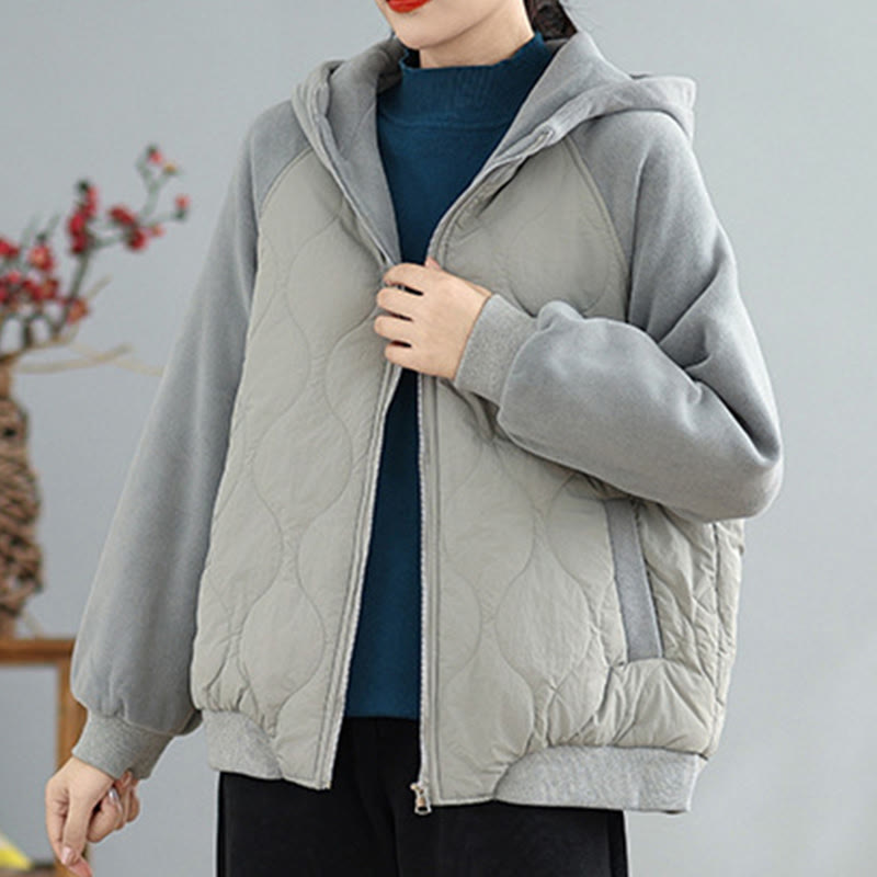 Buddha Stones Damen-Baumwolljacke mit langen Ärmeln, dicker, warmer Kapuze und Taschen - image 13