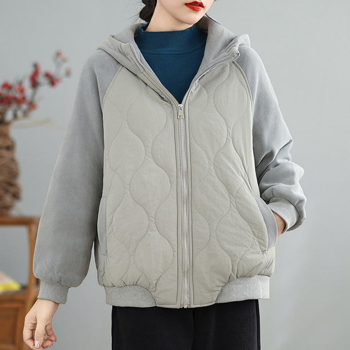 Buddha Stones Damen-Baumwolljacke mit langen Ärmeln, dicker, warmer Kapuze und Taschen - image 11