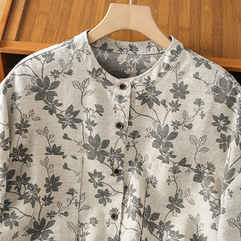 Lässiges Damen-Langarmhemd aus Polyester mit Buddha Stones und bedrucktem Muster - image 2
