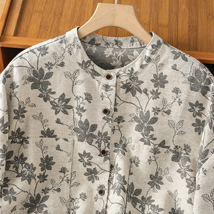 Lässiges Damen-Langarmhemd aus Polyester mit Buddha Stones und bedrucktem Muster - image 2