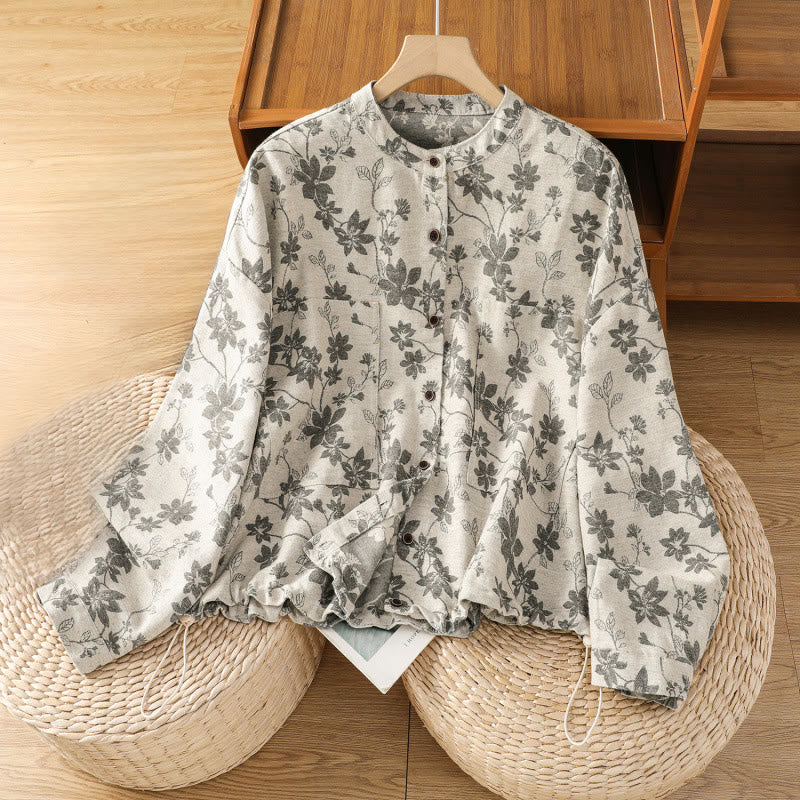 Lässiges Damen-Langarmhemd aus Polyester mit Buddha Stones und bedrucktem Muster - Silber - US14， UK/AU18，EU46 (2XL) - image 0