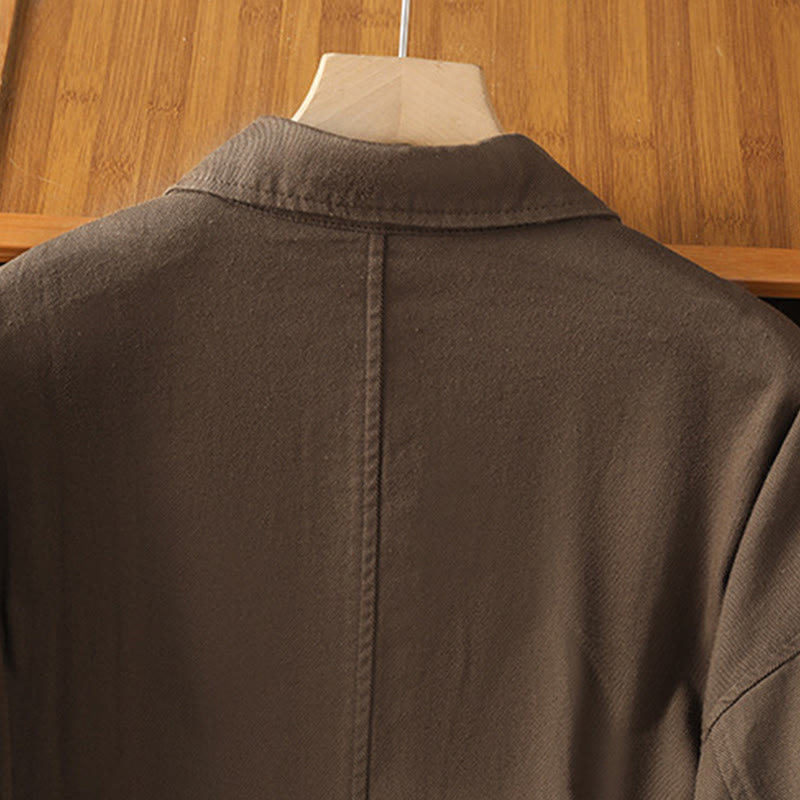 Buddha Stones Lässiges Damen-Langarm-Stehkragen-Baumwoll-Polyester-Shirt mit Taschen - image 3