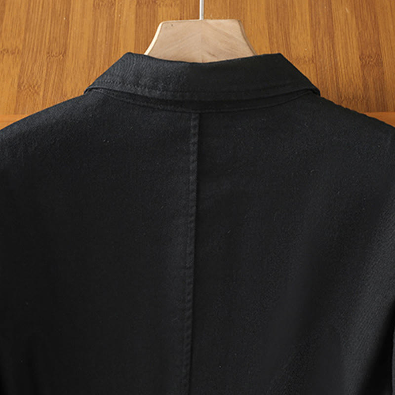 Buddha Stones Lässiges Damen-Langarm-Stehkragen-Baumwoll-Polyester-Shirt mit Taschen - image 12