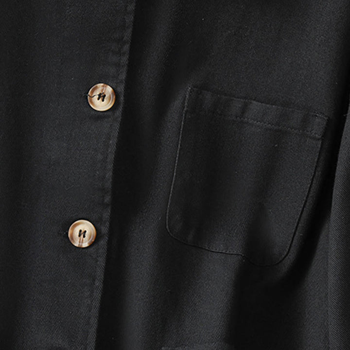 Buddha Stones Lässiges Damen-Langarm-Stehkragen-Baumwoll-Polyester-Shirt mit Taschen - image 15