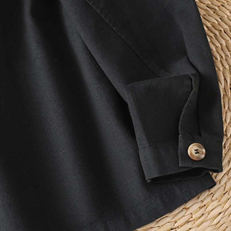Buddha Stones Lässiges Damen-Langarm-Stehkragen-Baumwoll-Polyester-Shirt mit Taschen - image 17